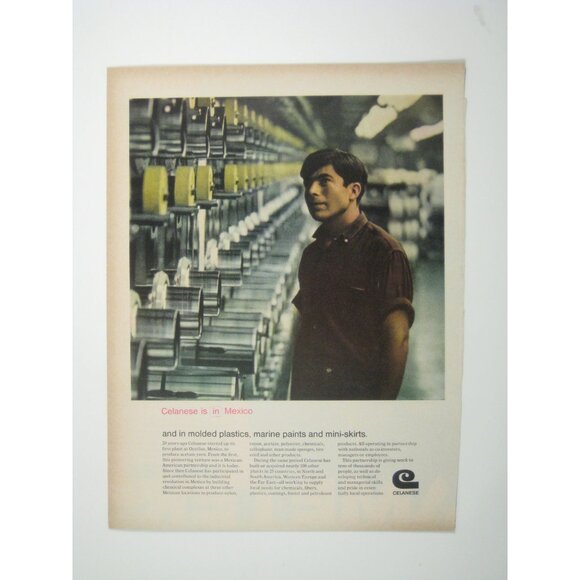 Celanese in Mexico 1967 Vintage Print Advertisement Molded Plastic Paints - Picture 1 of 2
